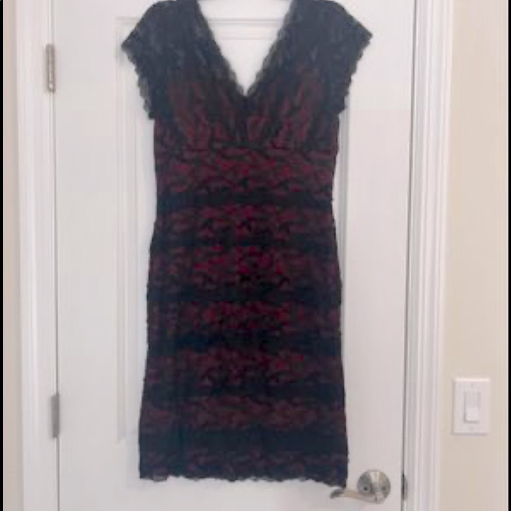 Red with black lace dress